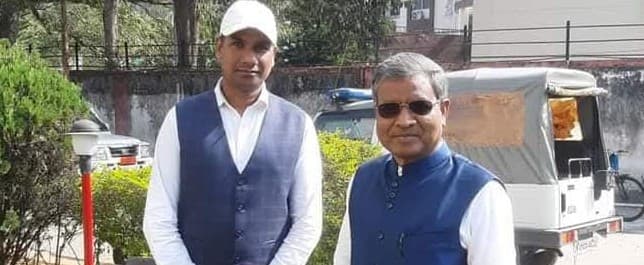 Arvind Arya with First Chief Minister Babulal Marandi