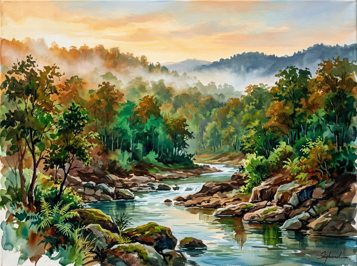 Netarhat Mist & Sal Forest River Valley