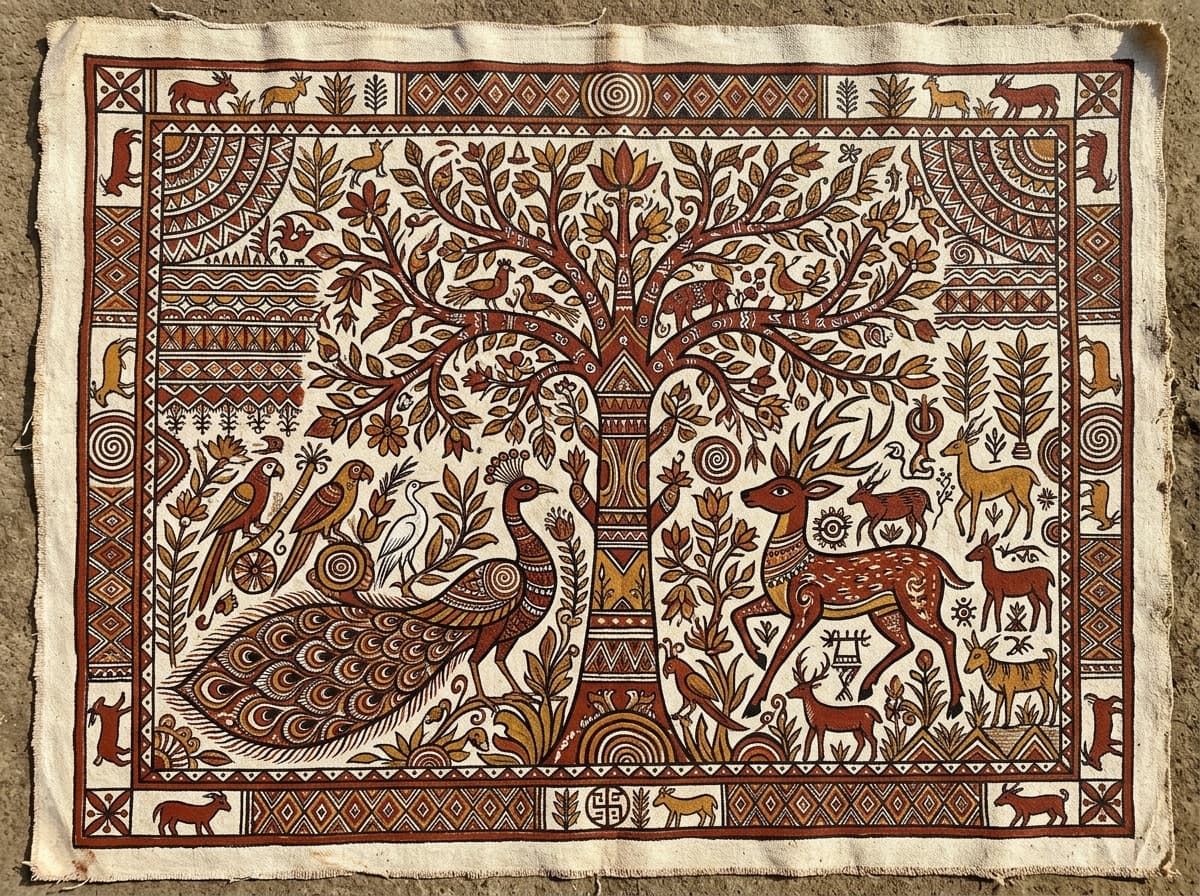 Traditional Sohrai tribal art painting